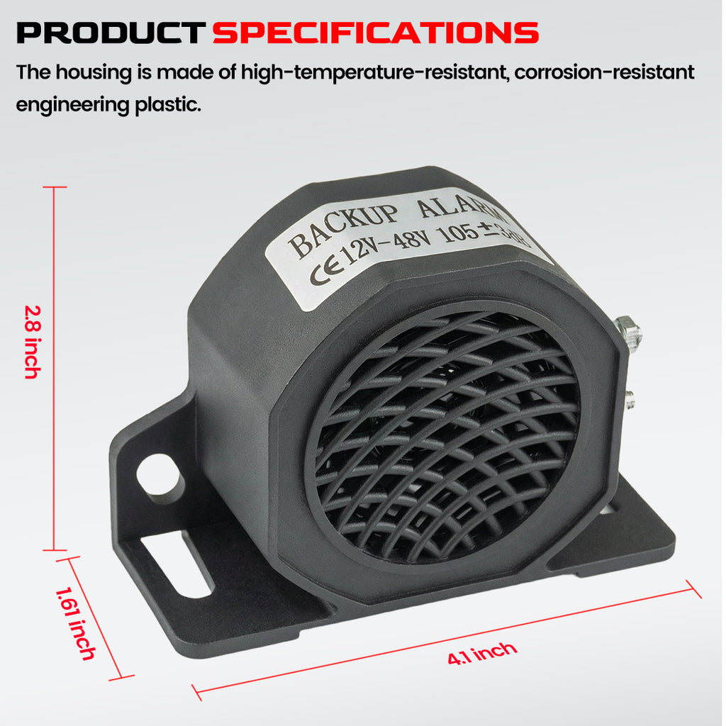 FENYRUSY 12–48V DC 110dB Heavy Duty Backup Alarm – Reverse Warning Alarm for Trucks, Vans & Equipment
